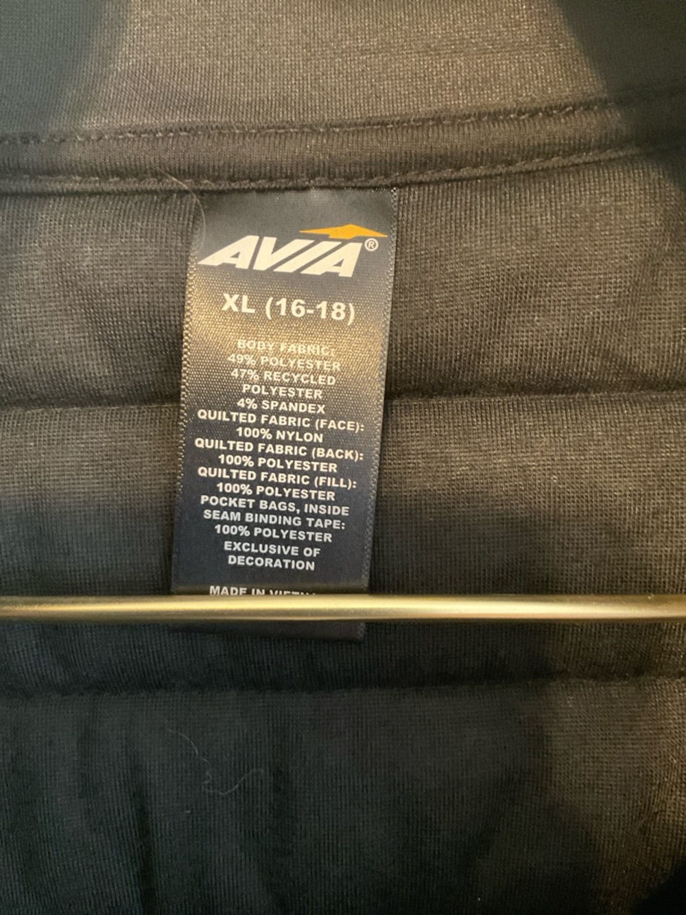 Avia Scuba Jacket Black Quilted Lightweight Jacket with Zip Pockets XL - Picture 2 of 8